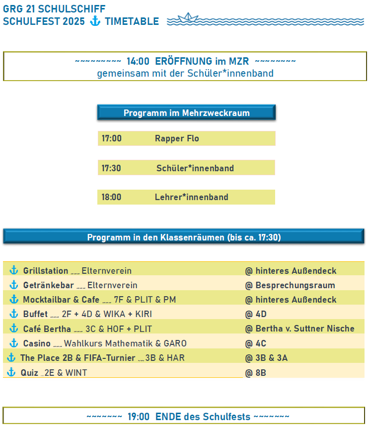 Programm Schulfest